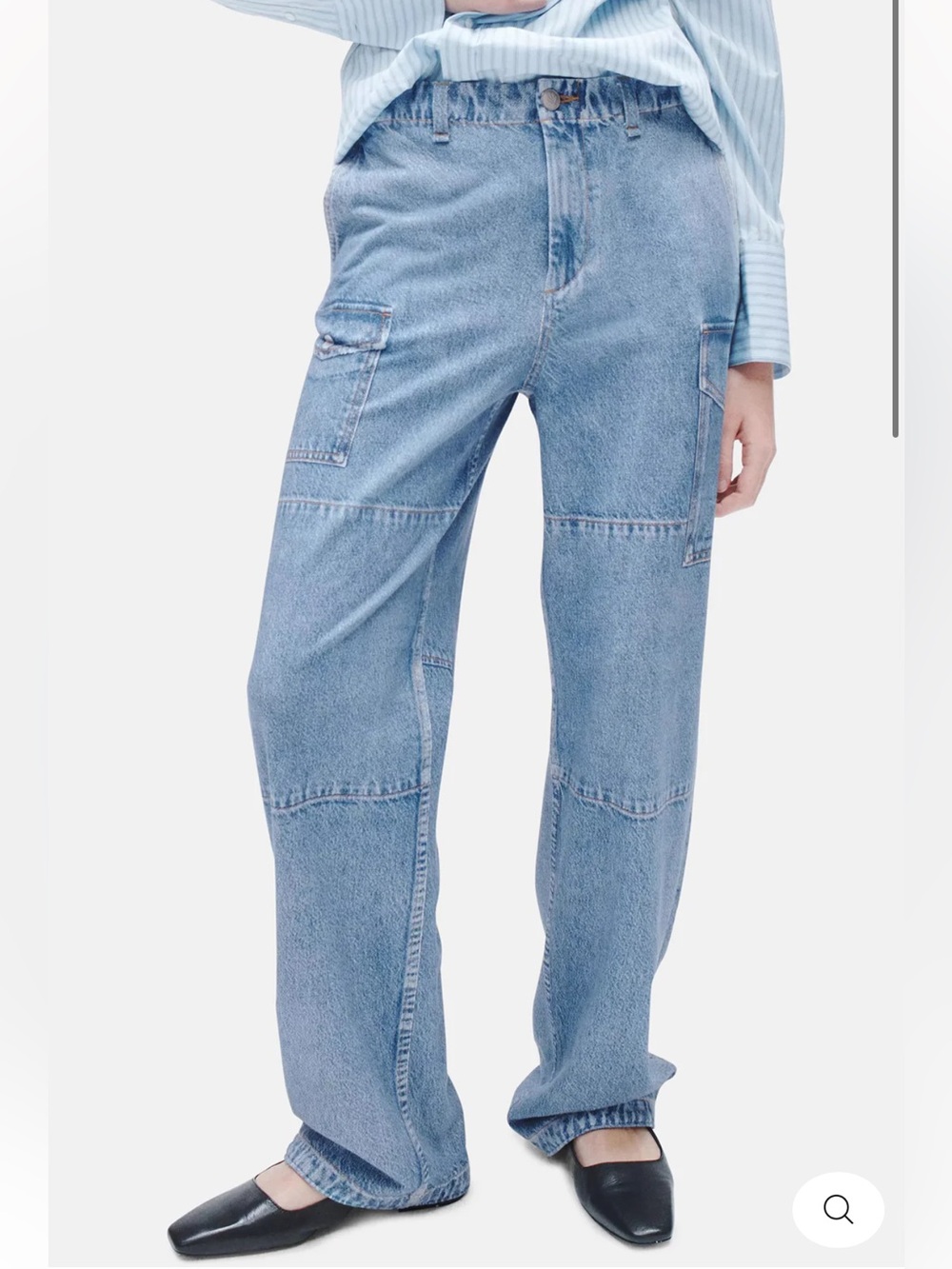rag & bone Miramar Nora Cargo Jeans Celeste Light Wash Wide Leg Size 26